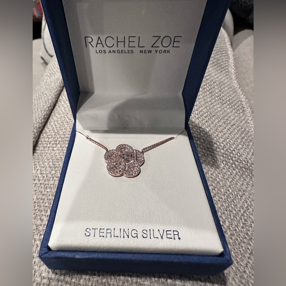 Rachel Zoe Sterling Silver Pave in Rose gold necklace- NIB - Picture 6 of 11